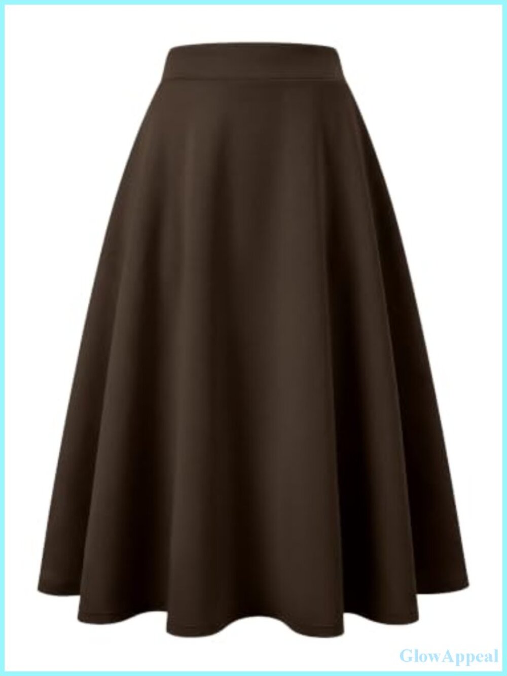 Women's A-Line Elastic High Waist Midi Skirt with Pockets